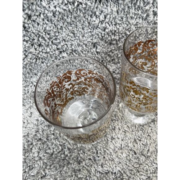 Cups Clear with Gold Swirl Flair Water Glasses Stemware Set of 4 Elegant Kitchen - Picture 4 of 10